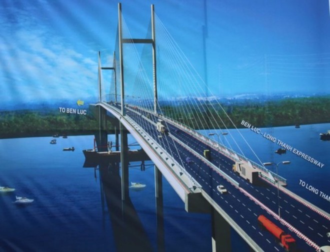 Phối cảnh dự án cầu cáp Phước Khánh trên đường cao tốc Bến Lức - Long Thành