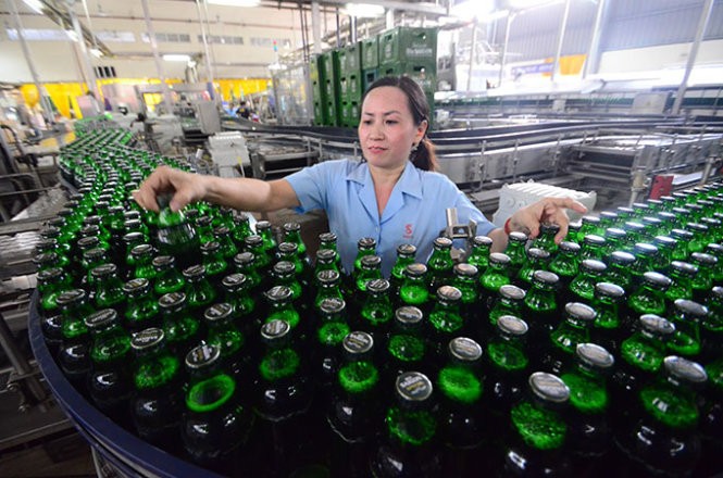Dây chuyền sản xuất bia tại Nhà máy Bia Sài Gòn