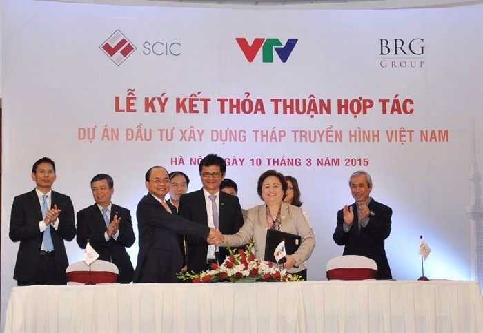 Lễ ký kết thỏa thuận hợp tác Dự án đầu tư xây dựng Tháp Truyền hình Việt Nam giữa đại diện Đài Truyền hình Việt Nam, SCIC và Tập đoàn BRG tháng 3-2015.