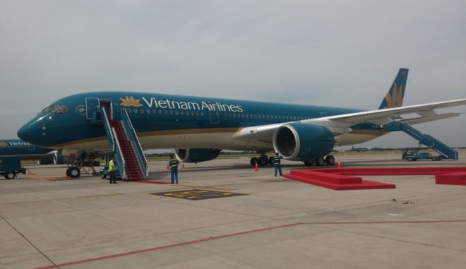 Chiếc máy bay AirbusA350 đầu tiên của Vietnam Airlines. (Ảnh: Tuổi trẻ)