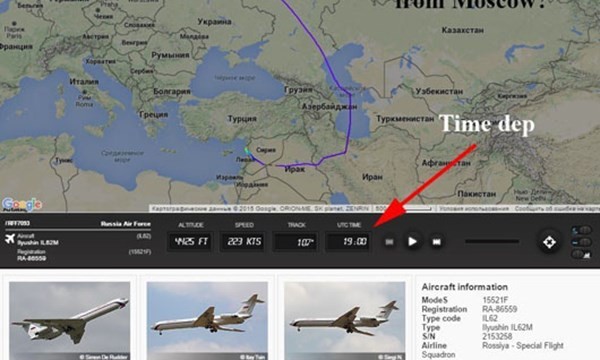 Tuyến đường bay từ Moskva về Syria của phái đoàn Syria. Ảnh: LiveJournal.com