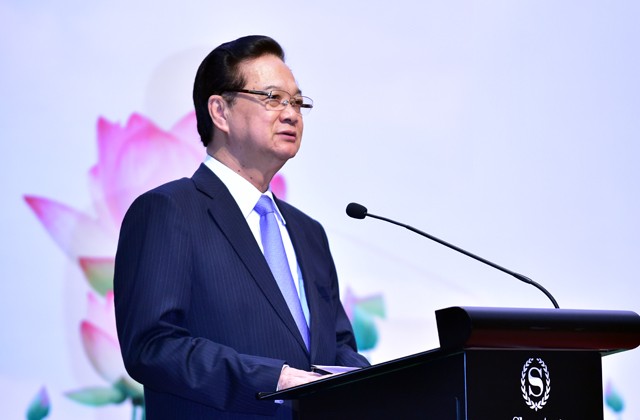 Thủ tướng Nguyễn Tấn Dũng phát biểu tại Lễ khai mạc Hội nghị Bộ trưởng Môi trường ASEAN lần thứ 13 (AMME 13), Hội nghị Bộ trưởng Môi trường ASEAN+3 lần thứ 14. Ảnh: VGP/Nhật Bắc.