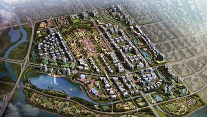 Phối cảnh dự án đầu tư xây dựng Hạ tầng kỹ thuật Khu Trung tâm hành chính, chính trị TP Hải Phòng nằm ở phía Bắc sông Cấm.