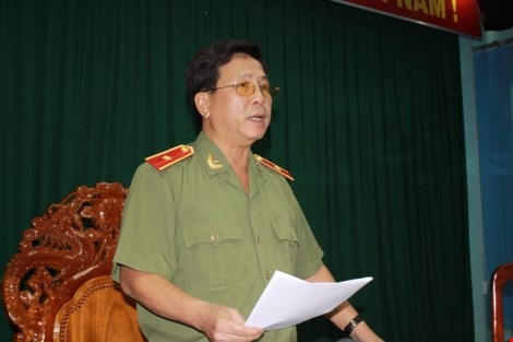  Thiếu tướng Phan Chí Thanh tại cuộc họp báo chiều nay.