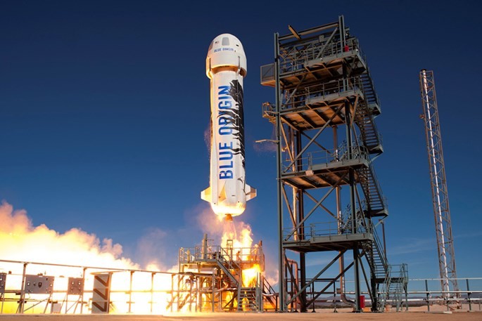Tên lửa đẩy New Shepard xuất phát ngày 22.1.2016 - Ảnh: Blue Origin