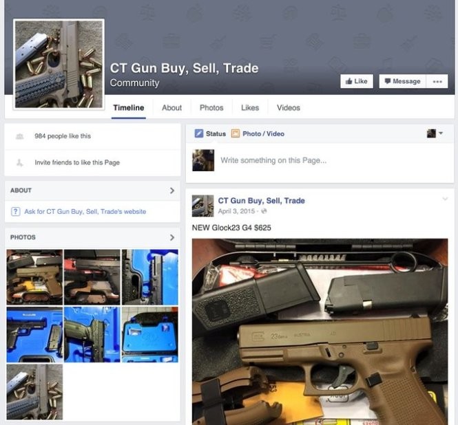 Ảnh chụp lại từ màn hình của một trang tài khoản Facebook rao bán súng - Ảnh: New York Times