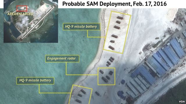 Hình ảnh từ vệ tinh ngày 17.2 cho thấy Trung Quốc đã triển khai tên lửa và radar đi kèm trên đảo Phú Lâm