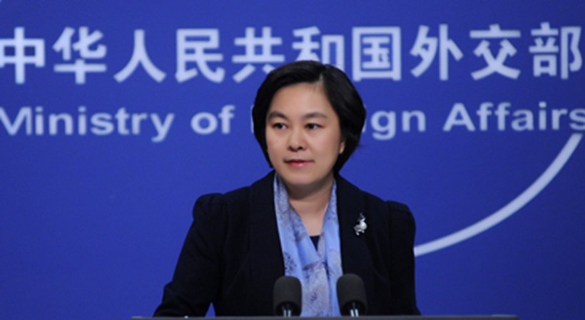 Người phát ngôn Bộ Ngoại giao Trung Quốc Hoa Xuân Oánh trong cuộc họp ngày 23/2. Ảnh: Bộ Ngoại giao Trung Quốc