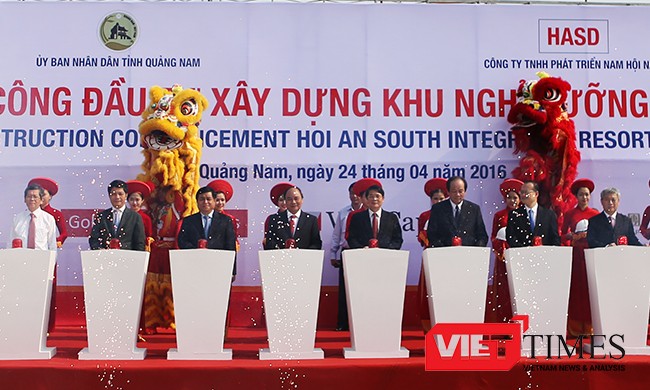 Thủ tướng Nguyễn Xuân Phúc cùng lãnh đạo các bộ ngành Trung ương và Quảng Nam tại Lễ khởi công dự án Khu du lịch nghỉ dưỡng cao cấp Nam Hội An