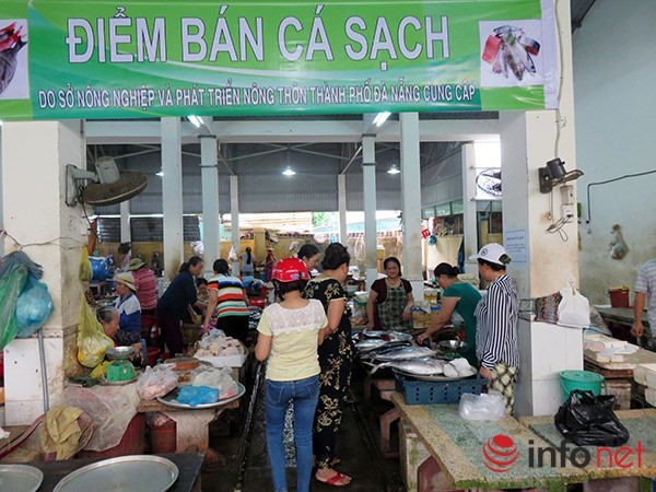 Điểm bán cá biển sạch tại chợ An Hải Đông (Ảnh: HC)