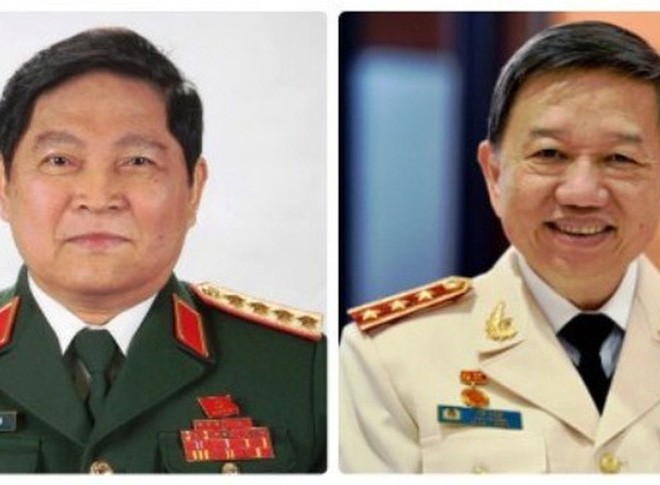 Đại tướng Ngô Xuân Lịch (trái) và Thượng tướng Tô Lâm.