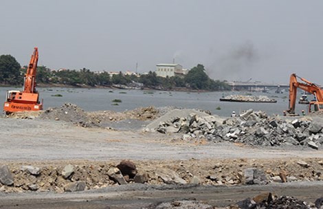 Dự án cải tạo cảnh quan ven sông Đồng Nai khi đang triển khai. Ảnh: Dân trí