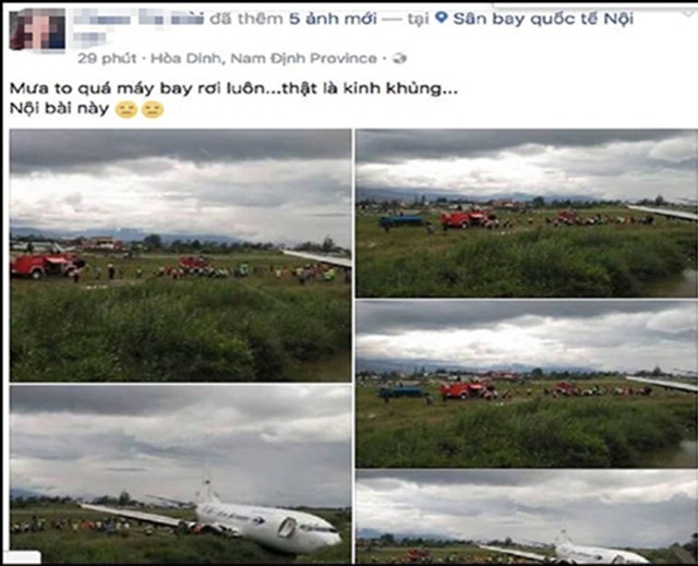 Hinh ảnh trên tài khoản facebook tung tin "máy bay rơi ở Nội Bài"