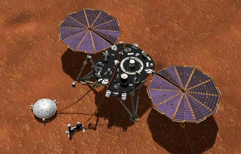 Tàu thăm dò sao hỏa InSight của NASA (Ảnh: BGR)