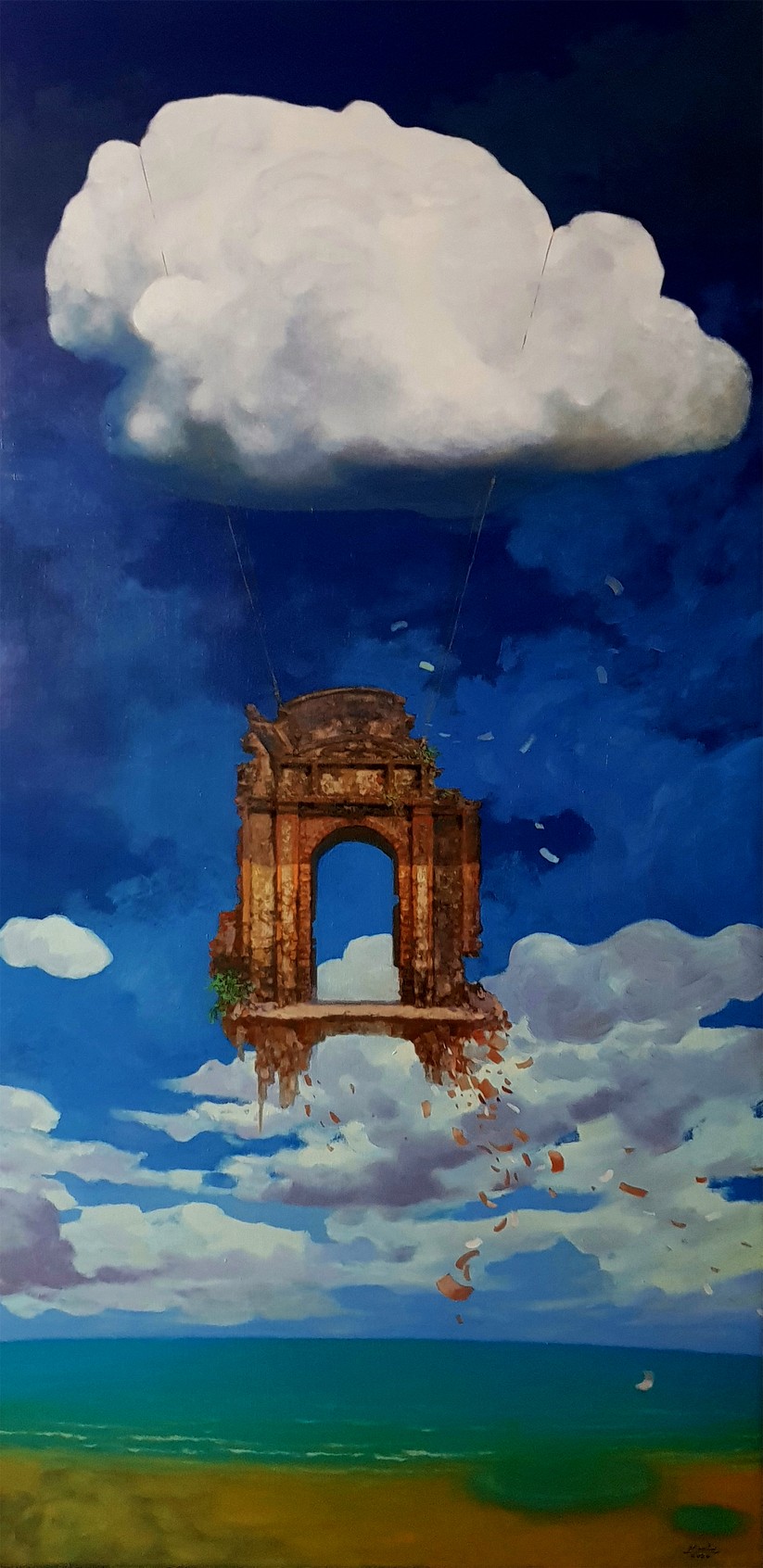 Tác phẩm Du ngoạn 1 (sơn dầu, 120cm x 60cm, 2020) của Nguyễn Ngọc Anh