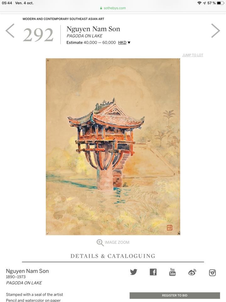 Bức “Pagoda on Lake” mà Sotheby’s đang rao bán vào phiên đấu giá ngày mai 6/10